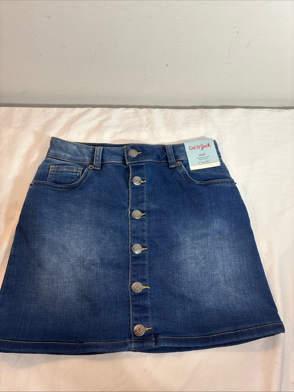 Cat & Jack Dark Blue Button-Front Denim Skirt. 1254